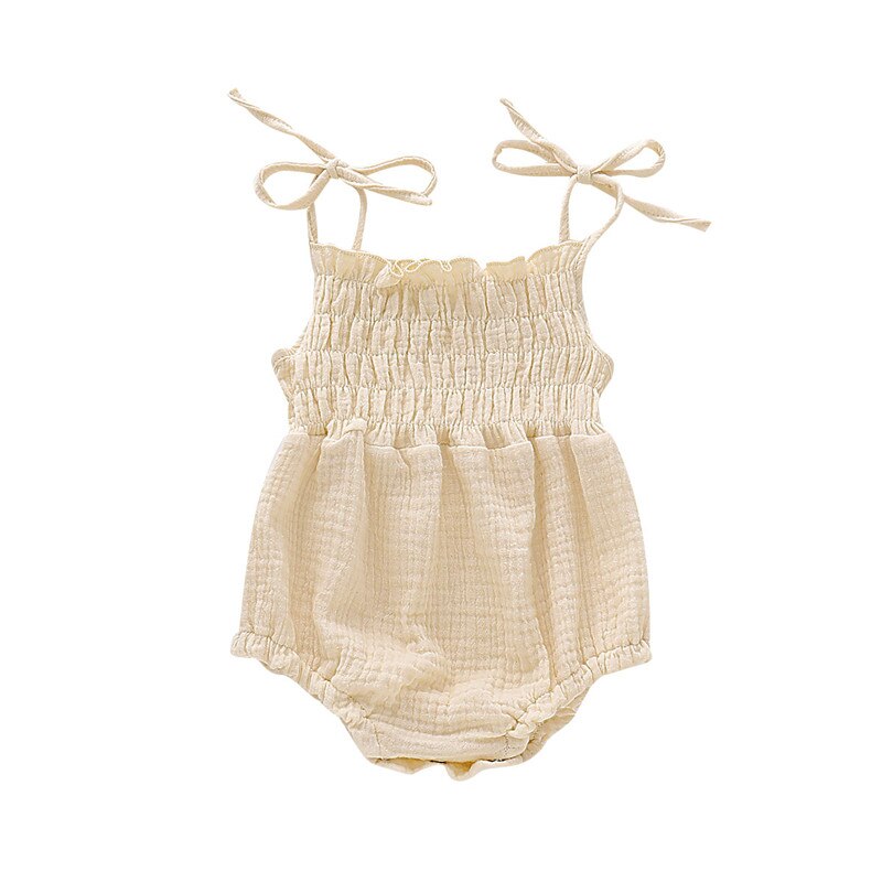 Barboteuse plissée fille Coton Doux D'été Sans Manches 0-24 M